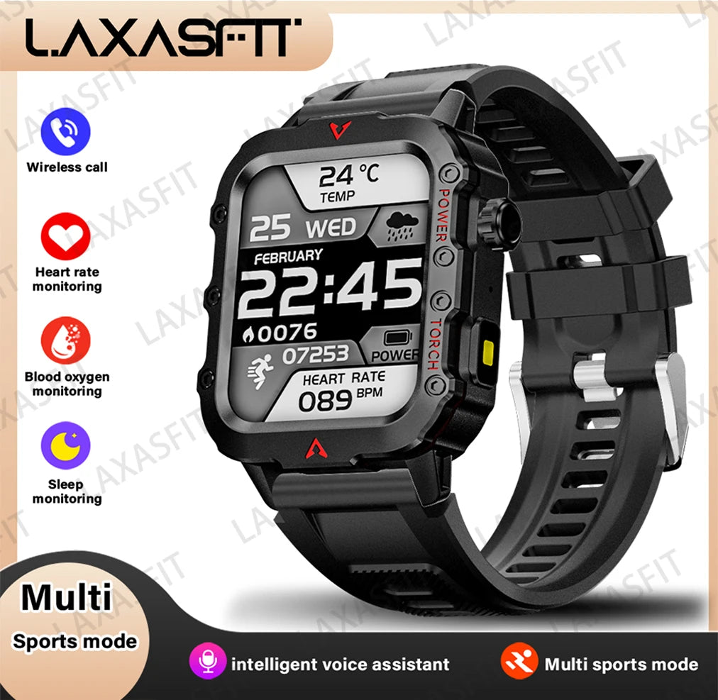 Elevate Your Outdoor Game with the Ultimate Men's Smart Watch: LED Flashlight, Health Monitoring & More! 🌟🏃♂️💪