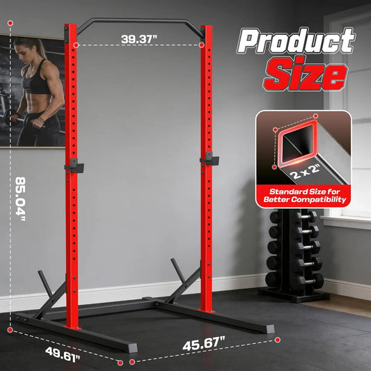 Oppsdecor Adjustable Heavy-Duty Squat Rack - Versatile Home Gym Power Cage for Strength Training and Weightlifting, Ideal for Summer and Fatherβs Day Gifts