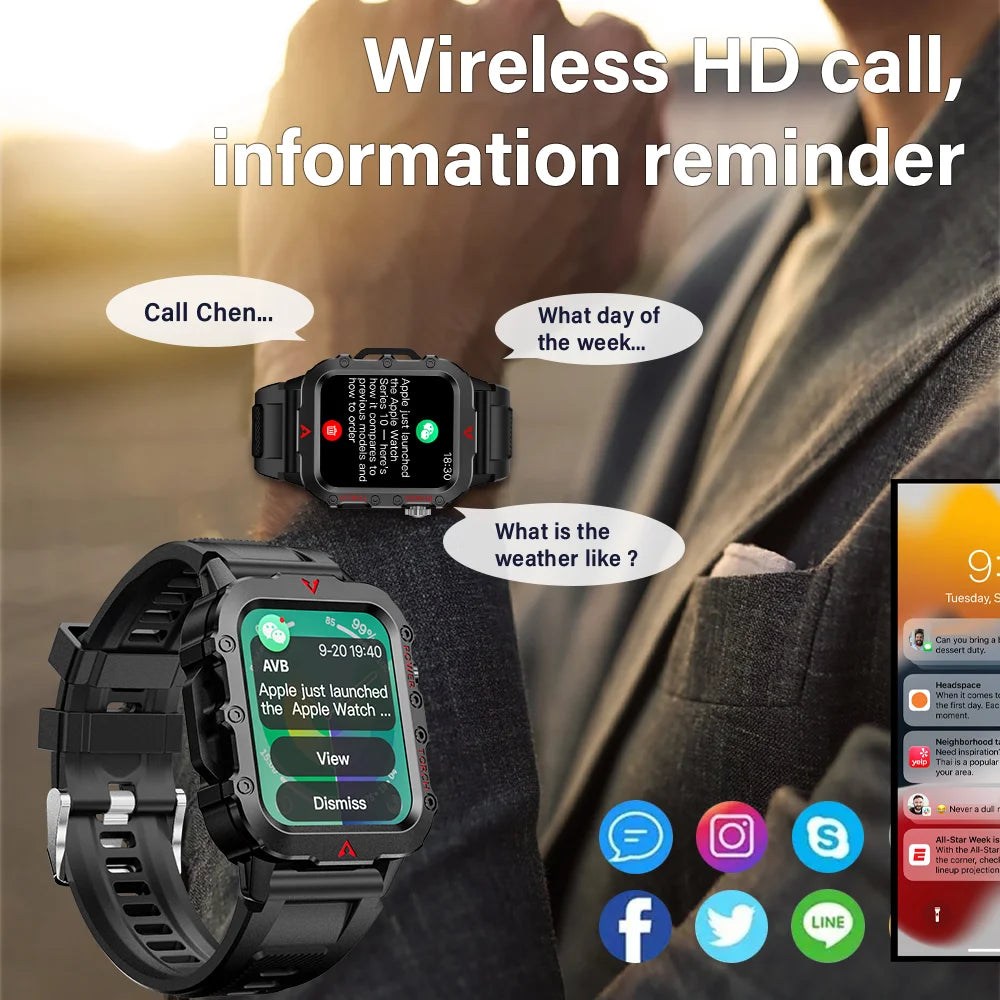 Elevate Your Outdoor Game with the Ultimate Men's Smart Watch: LED Flashlight, Health Monitoring & More! 🌟🏃‍♂️💪
