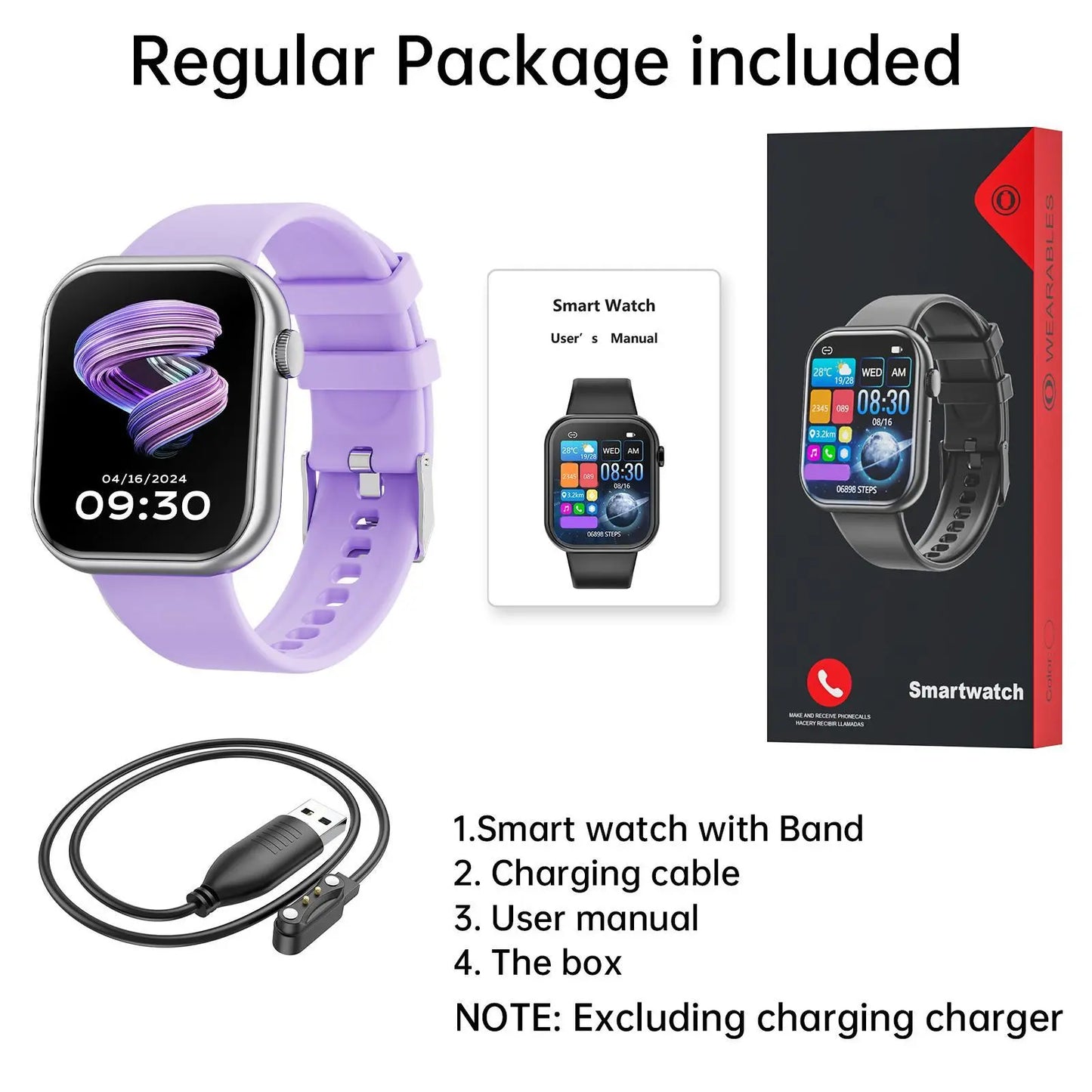Smart Watch with 1.85" Display, Fitness Tracker, 100+ Sport Modes, Waterproof, Compatible with iOS and Android, Perfect Christmas Gift