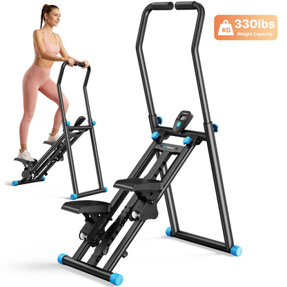Merach Stair Stepper with Handlebar - Compact Full-Body Cardio Climber, 330 lbs Capacity, Adjustable Pedals for Home Gym Fitness