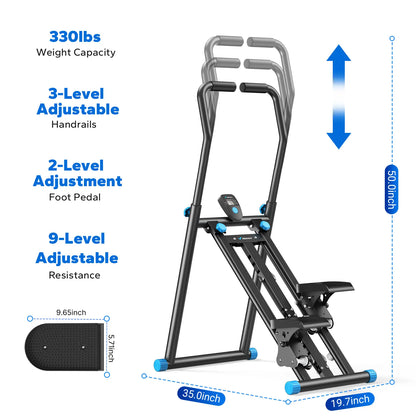 Merach Stair Stepper with Handlebar - Compact Full-Body Cardio Climber, 330 lbs Capacity, Adjustable Pedals for Home Gym Fitness