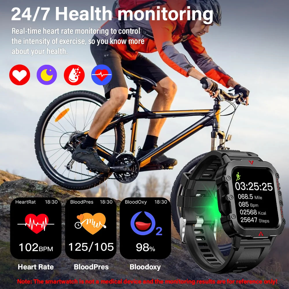Elevate Your Outdoor Game with the Ultimate Men's Smart Watch: LED Flashlight, Health Monitoring & More! 🌟🏃‍♂️💪