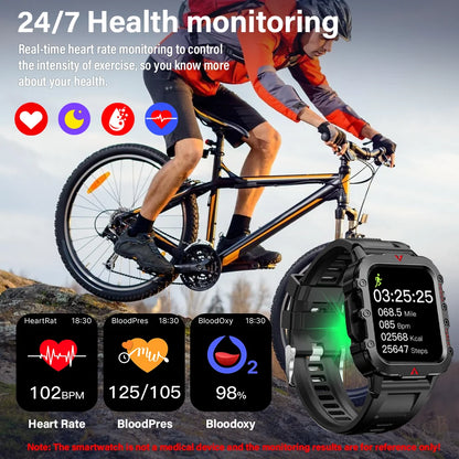 Elevate Your Outdoor Game with the Ultimate Men's Smart Watch: LED Flashlight, Health Monitoring & More! 🌟🏃‍♂️💪