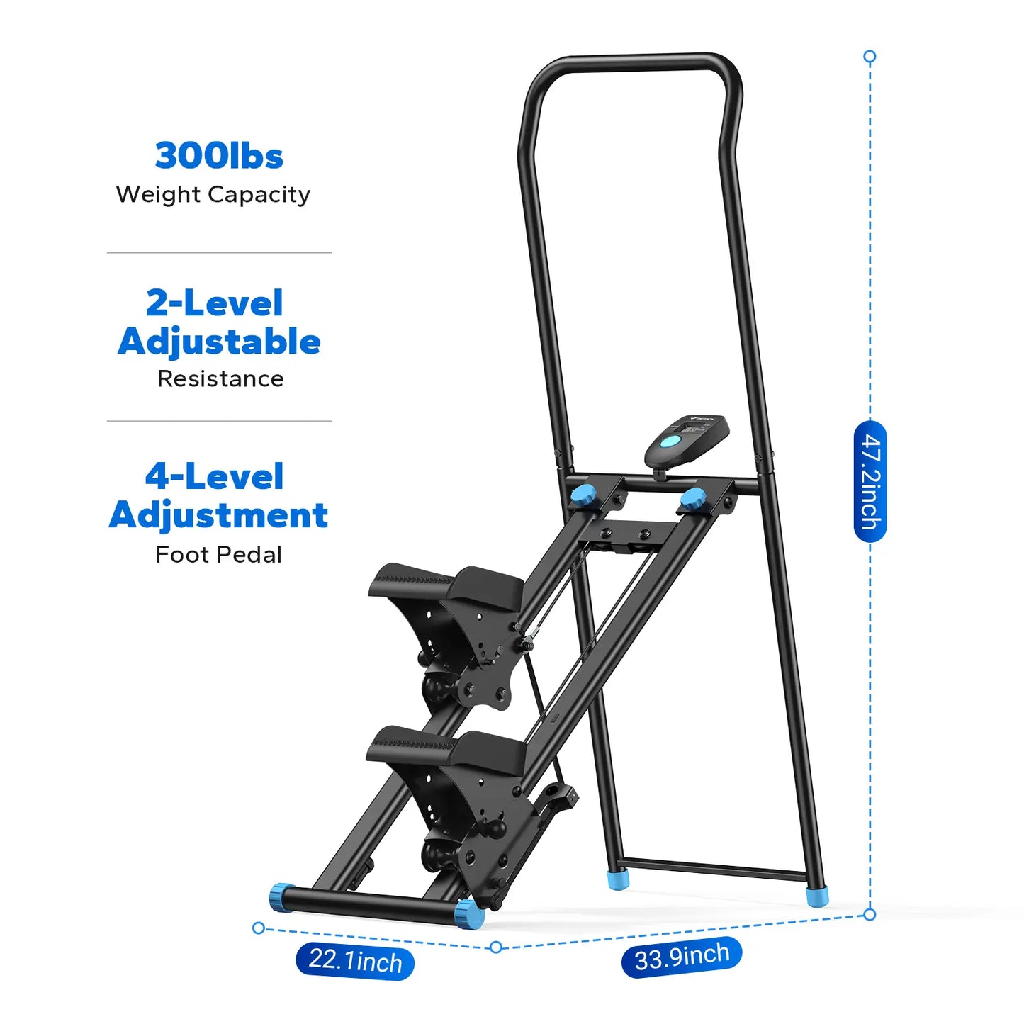 Merach Stair Stepper with Handlebar - Compact Full-Body Cardio Climber, 330 lbs Capacity, Adjustable Pedals for Home Gym Fitness