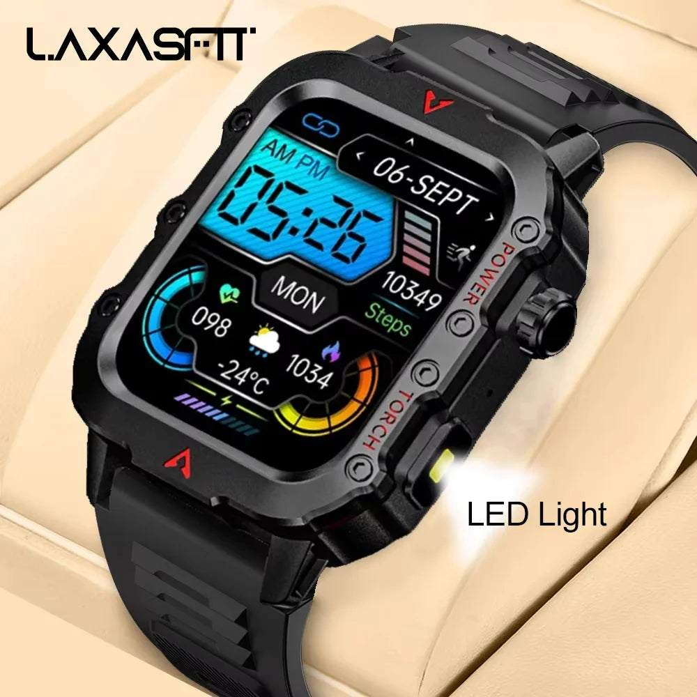 Elevate Your Outdoor Game with the Ultimate Men's Smart Watch: LED Flashlight, Health Monitoring & More! 🌟🏃‍♂️💪