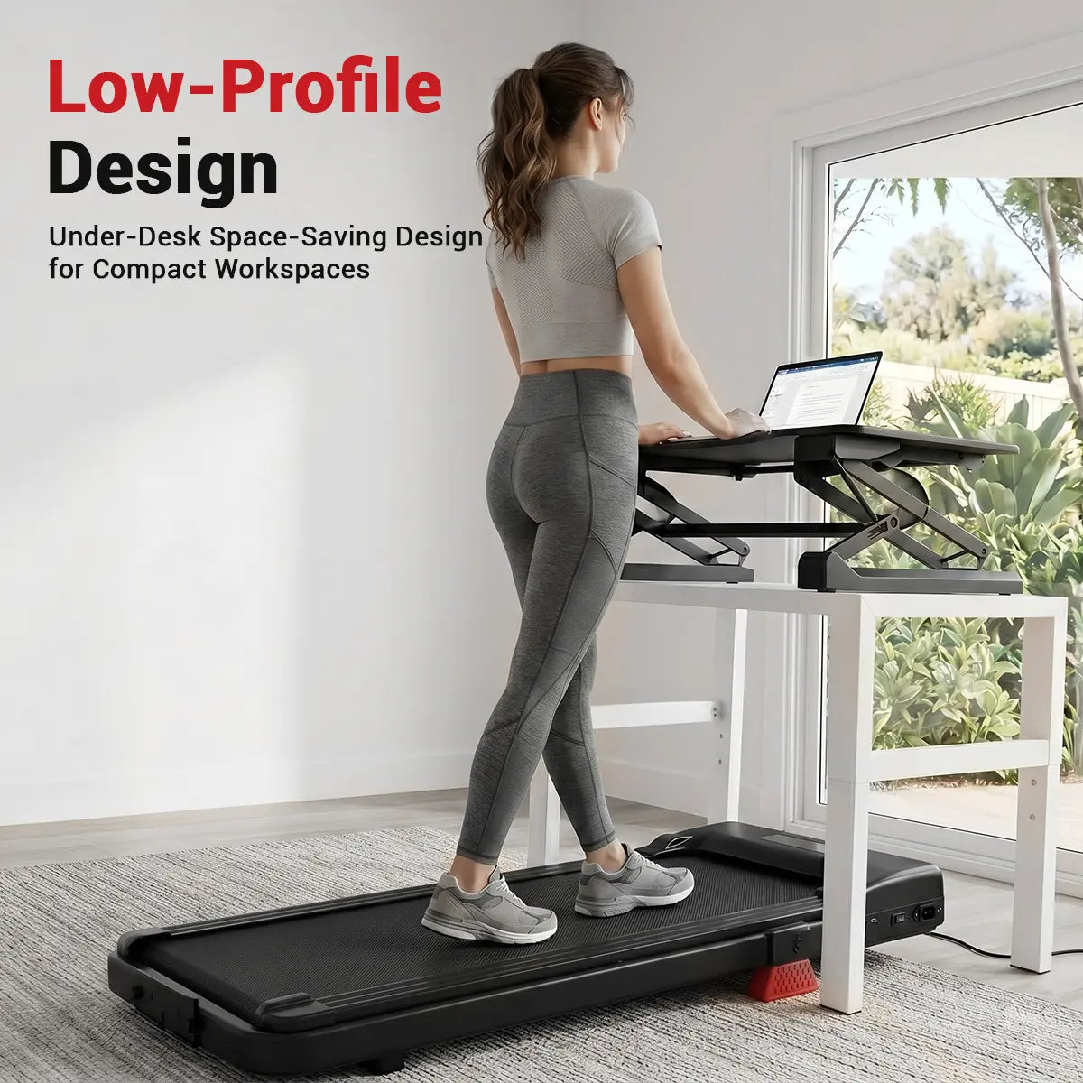 Umay Folding Walking Treadmill for Home and Office, 16% Incline, Handrails, 300 lbs Capacity