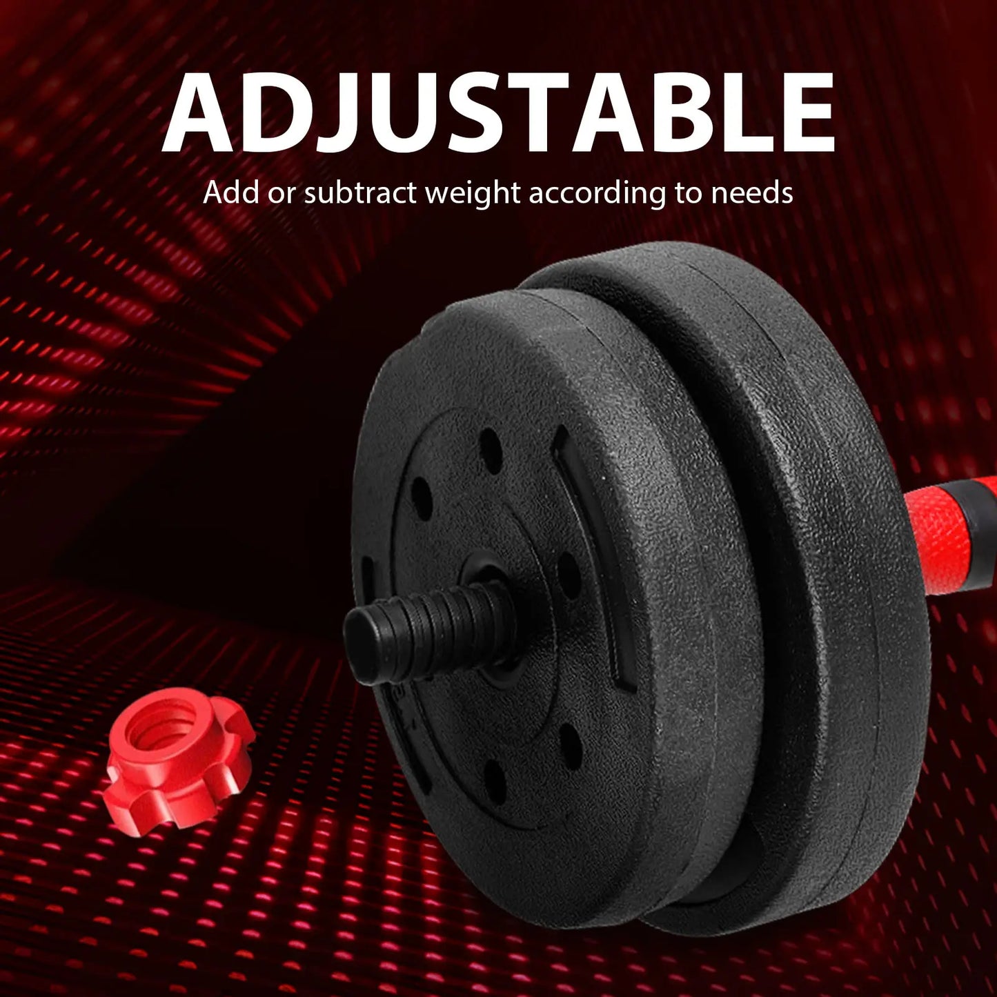 22LB Adjustable Dumbbell and Barbell Set with Thick Connecting Bumper Plate, Ideal for Strength Training in Home Gym for Men and Women