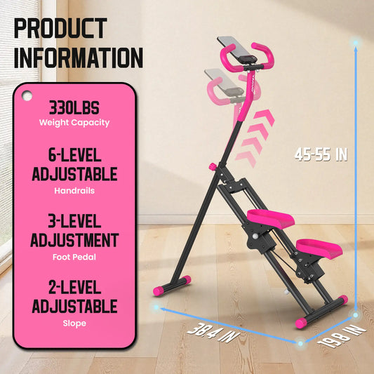 Stair Stepper with Handlebar - Extended Range Climber Machine for Leg and Core Workouts, High-Aesthetic Home Fitness Equipment for Women