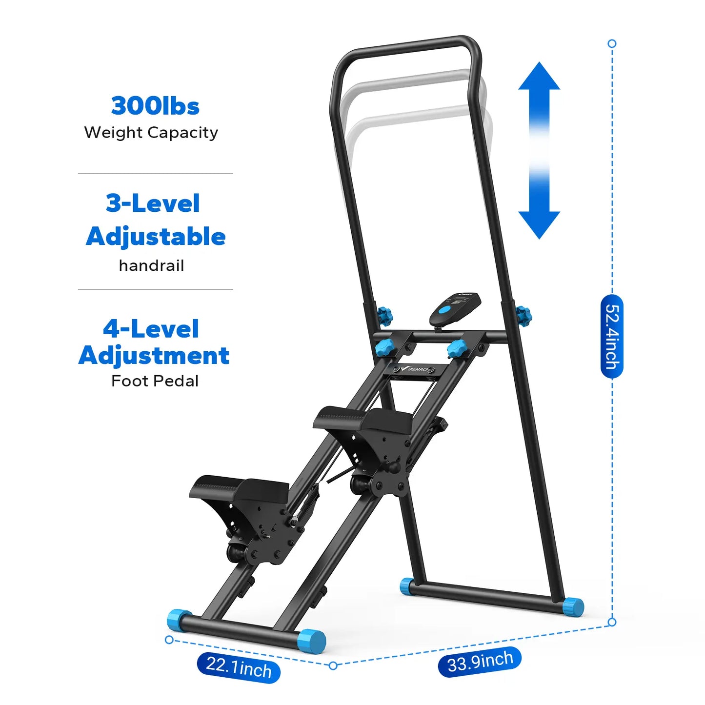 Merach Stair Stepper with Handlebar - Compact Full-Body Cardio Climber, 330 lbs Capacity, Adjustable Pedals for Home Gym Fitness