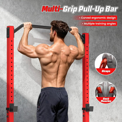 Oppsdecor Adjustable Heavy-Duty Squat Rack - Versatile Home Gym Power Cage for Strength Training and Weightlifting, Ideal for Summer and Father’s Day Gifts