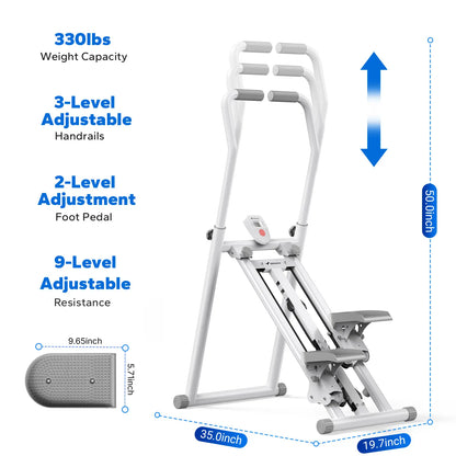 Merach Stair Stepper with Handlebar - Compact Full-Body Cardio Climber, 330 lbs Capacity, Adjustable Pedals for Home Gym Fitness