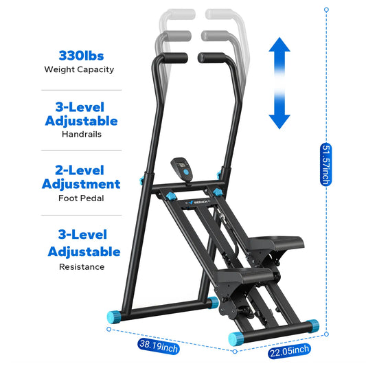 Merach Stair Stepper with Handlebar - Compact Full-Body Cardio Climber, 330 lbs Capacity, Adjustable Pedals for Home Gym Fitness