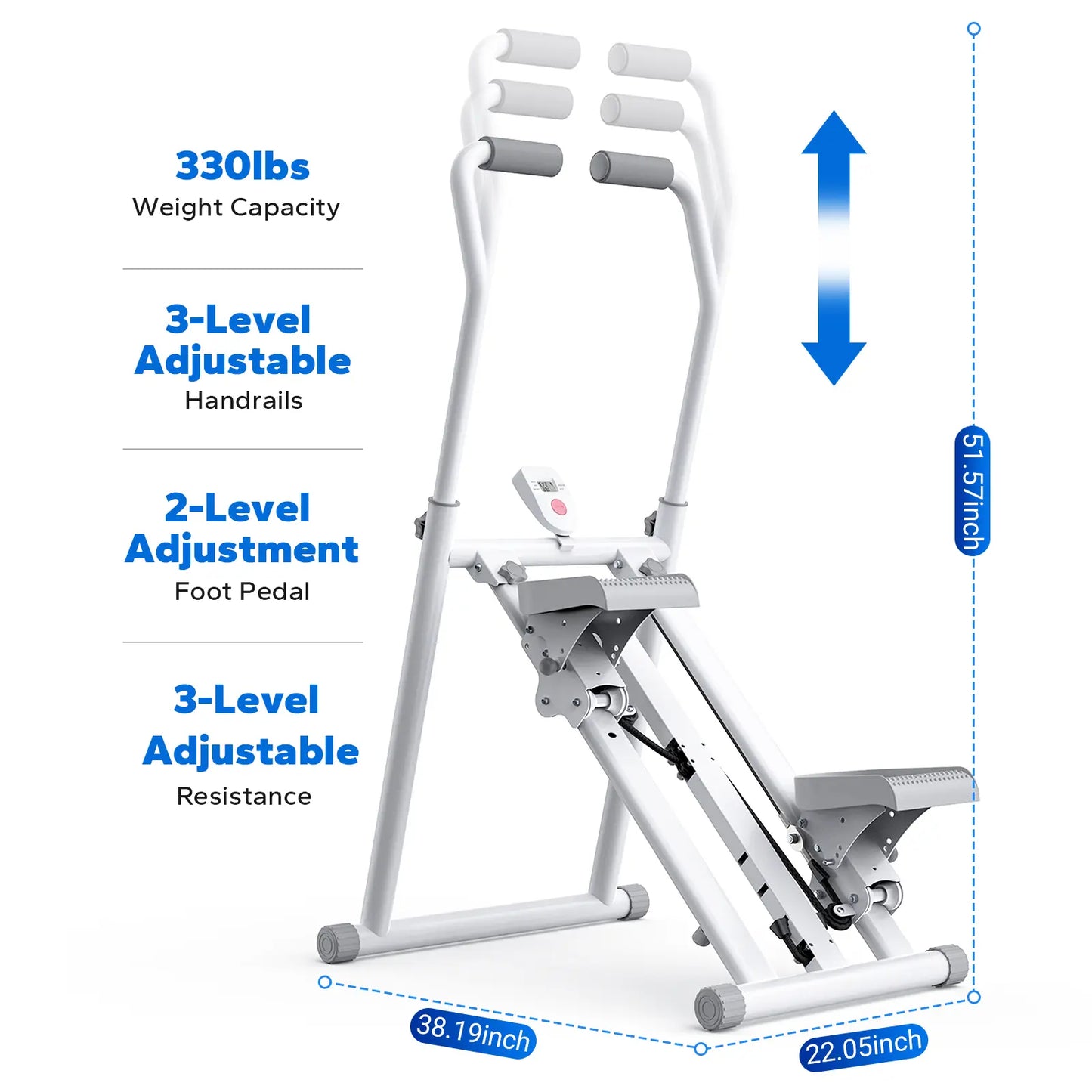 Merach Stair Stepper with Handlebar - Compact Full-Body Cardio Climber, 330 lbs Capacity, Adjustable Pedals for Home Gym Fitness