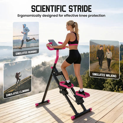 Stair Stepper with Handlebar - Extended Range Climber Machine for Leg and Core Workouts, High-Aesthetic Home Fitness Equipment for Women