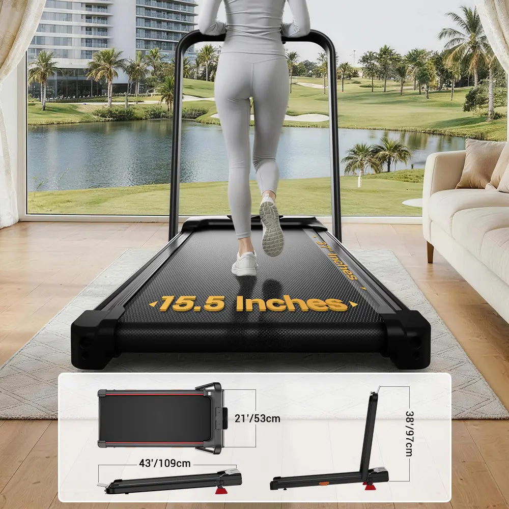 Umay Folding Walking Treadmill for Home and Office, 16% Incline, Handrails, 300 lbs Capacity