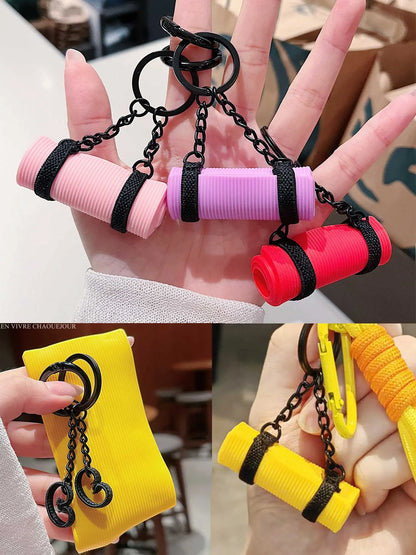 Charming Mini Yoga Mat Keychain - Perfect Accessory for Fitness Enthusiasts