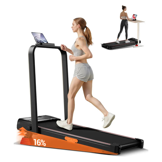 Umay Folding Walking Treadmill for Home and Office, 16% Incline, Handrails, 300 lbs Capacity