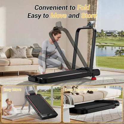Umay Folding Walking Treadmill for Home and Office, 16% Incline, Handrails, 300 lbs Capacity