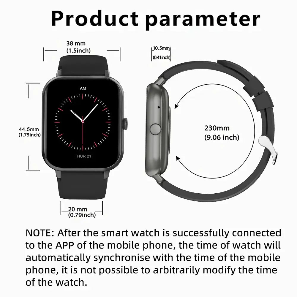 Transform Your Fitness Journey with Our Advanced 1.83-Inch Touchscreen Smart Watch – Stay Connected, Track 100+ Sports Modes, and More!