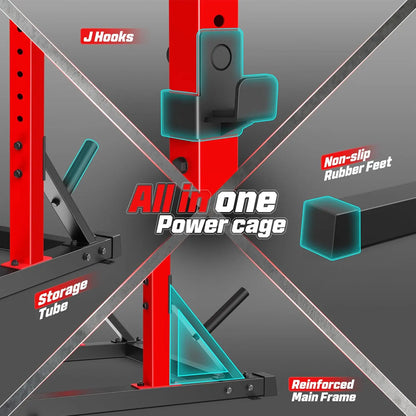 Oppsdecor Adjustable Heavy-Duty Squat Rack - Versatile Home Gym Power Cage for Strength Training and Weightlifting, Ideal for Summer and Father’s Day Gifts