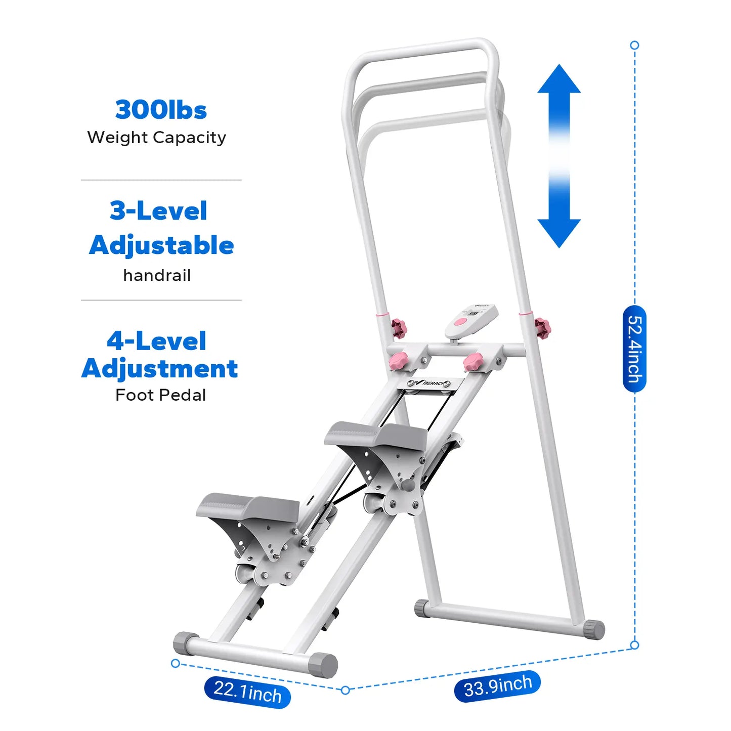 Merach Stair Stepper with Handlebar - Compact Full-Body Cardio Climber, 330 lbs Capacity, Adjustable Pedals for Home Gym Fitness