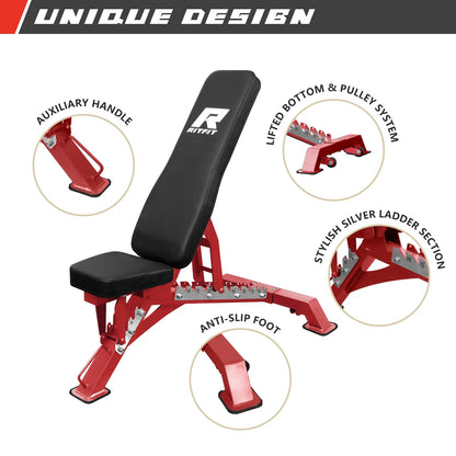 Transform Your Home Workouts with the RITFIT Adjustable Weight Bench - 1300LB Capacity for Ultimate Versatility and Comfort