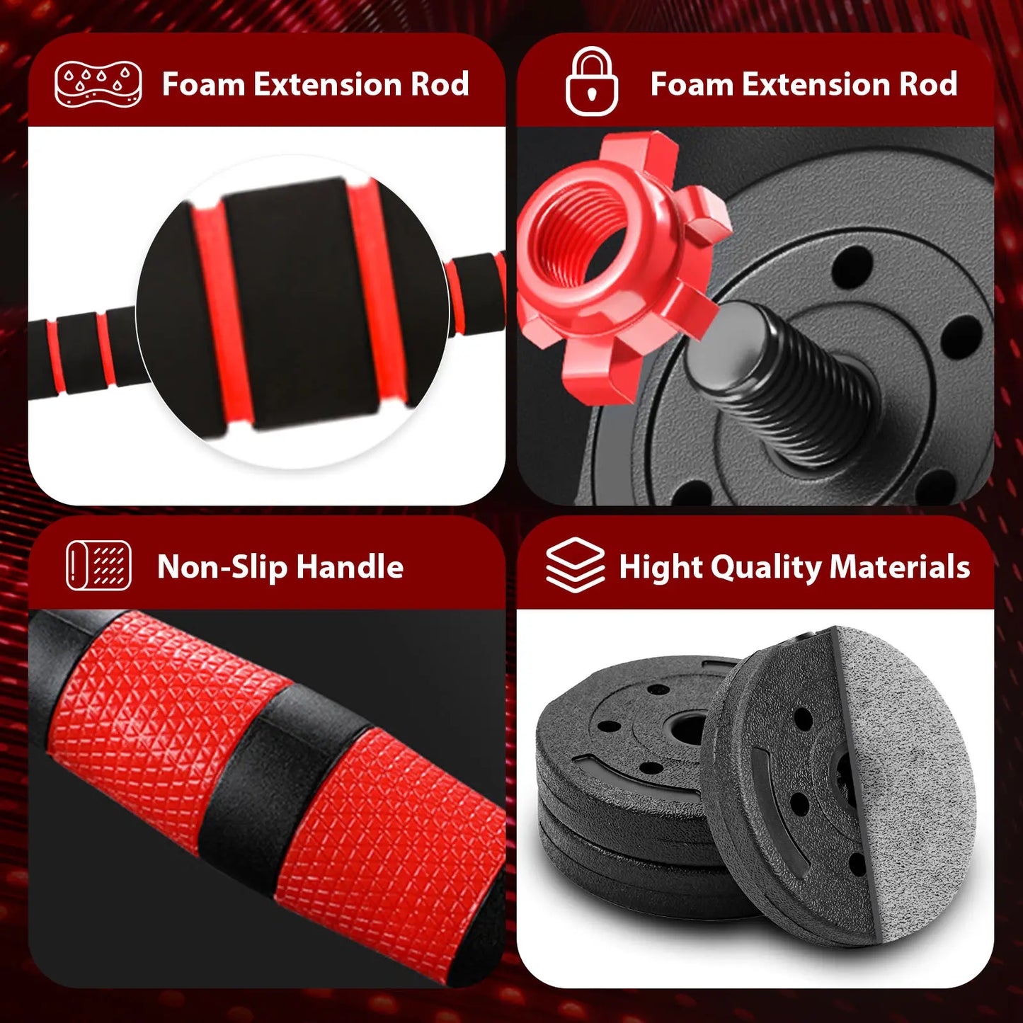 22LB Adjustable Dumbbell and Barbell Set with Thick Connecting Bumper Plate, Ideal for Strength Training in Home Gym for Men and Women